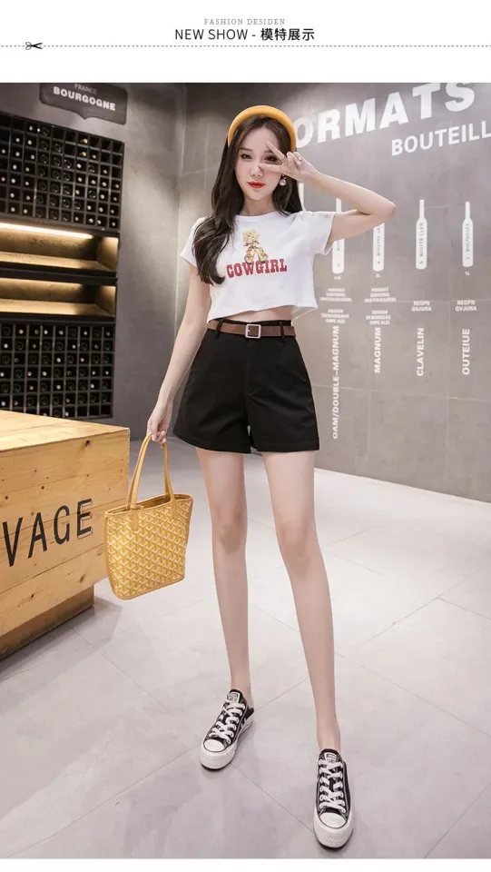 2023Summer New Korean Style Solid Color High Waisted Shorts