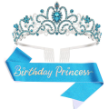 1Set Birthday Girl Tiara Crown Princess Crown with Birthday Sash Metal Birthday Girl Headband for Women Happy Birthday Party Supplies. 