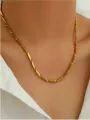 Vintage 18K Yellow Gold Bamboo Link Chain Necklace For Men & Women. 
