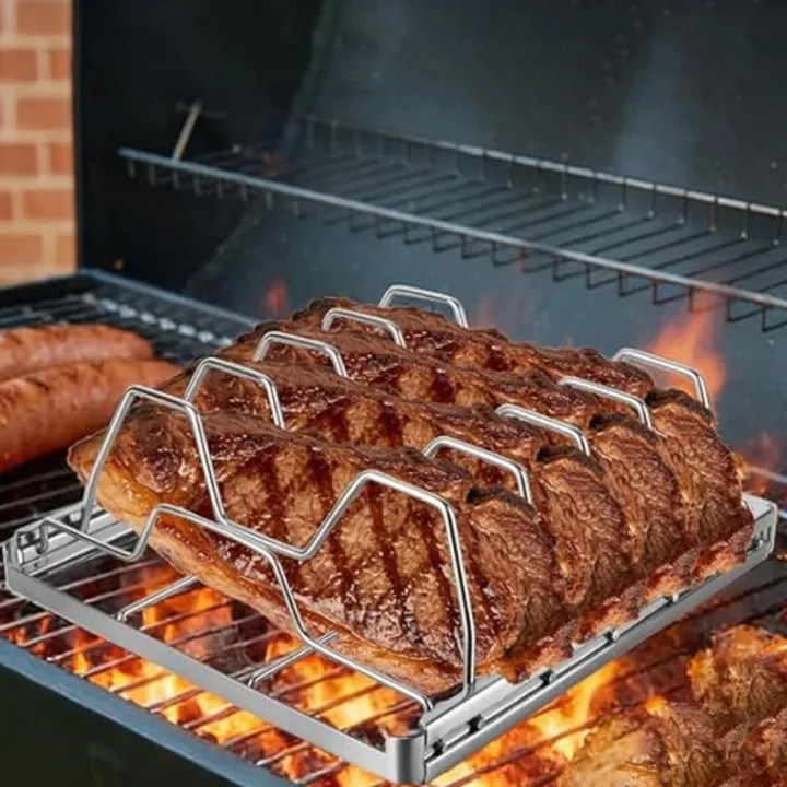 No Rust Roasting Rack Household Foldable Stainless Steel Rib Rack Rust-Resistant Corrosion ...