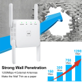 Fenvi 1200Mbps WiFi Repeater 2.4Ghz 5.0GHz Dual Band WiFi Range Extender High Power 2dBi x 4 Antennas Long Range Signal Booster. 