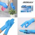 IRONskin Long Cuff Nitrile Glove 300mm | 100 Pcs/ Box Made in Malaysia Multi Purpose 丁晴手套加长12寸蓝色100片盒装多用途手套. 