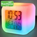 Digital Calendar, Timer Watch, Temperature Light Operated LED Plastic Alarm Clock with Automatic 7 Color Changing, Imprint Gift, Glowing LED Color Change Digital Alarm Clock. 