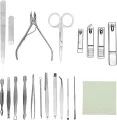 19PCS Set Manicure Set Professional Nail Clippers Kit Pedicure Care Tools, Stainless Steel Grooming Tools With Travel Case for Travel & Home. 