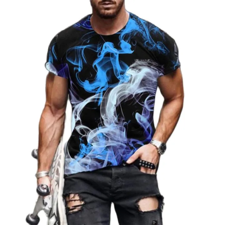 Summer%20men's%20short%20sleeved%203D%20printed%20polyester%20o-neck%20casual%20color%20pattern%20loose%20top%20T-shirt%20oversized%20-%20Image%205
