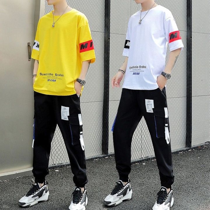 Boys%20Suit%20Trendy%20Handsome%20Loose%20Korean%20Style%20Short%20Sleeve%20T%20T-shirt%20Summer%20New%20Fashion%20Brand%20Gym%20Clothes%20Set%20Matching%20-%20Image%202