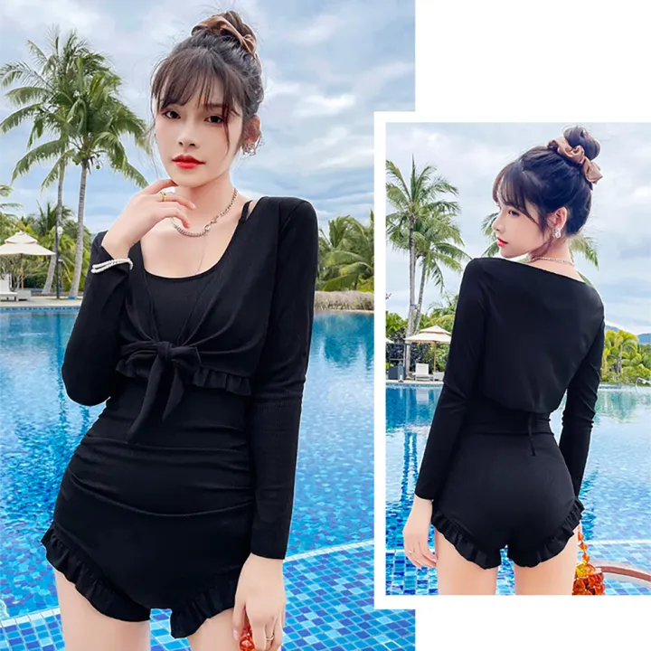 bellylady%202pcs%20Women%20Cotton%20Sexy%20Swimsuit%20Trendy%20Solid%20Color%20High%20Waist%20Slim%20Fit%20One-piece%20Swimwear%20For%20Hot%20Spring%20-%20Image%208