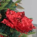 Durable Artificial Flowers for Christmas Sparkling Christmas Glitter Artificial Flower Red Golden White Holiday Decoration Reusable Wired Xmas Tree Wreath Fake Flower Party Supplies Artificial. 