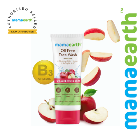 Mamaearth Oil-Free Face Wash with Apple Cider Vinegar & Salicylic Acid for Acne-Prone Skin– 100 ml SAB (FROM MALAYSIA)