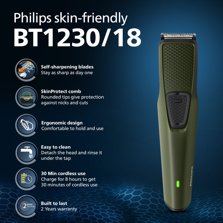 Philips%20Rechargeable%20Cordless%20Wet%20&%20Dry%20Trimmer%20Skin-Friendly%20Beard%20Trimmer%20for%20Men%20%7C%20Dura%20Power%20Technology%20%7C%2030mins%20Runtime%20with%20Charging%20indicator%20and%20Travel%20lock%20%7C%202%20Year%20Warranty%20%7C%20BT1230/18%20-%20Image%202