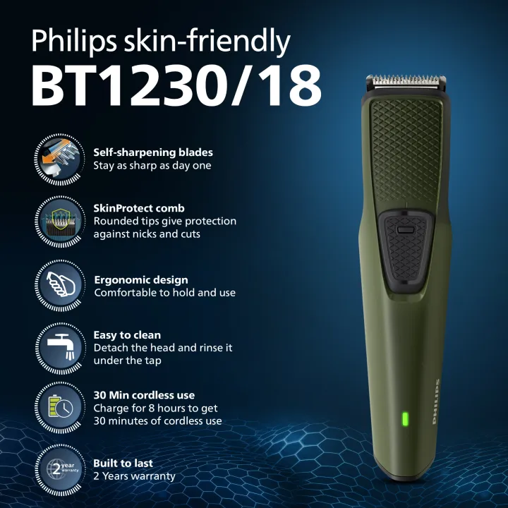 Philips%20Rechargeable%20Cordless%20Wet%20&%20Dry%20Trimmer%20Skin-Friendly%20Beard%20Trimmer%20for%20Men%20%7C%20Dura%20Power%20Technology%20%7C%2030mins%20Runtime%20with%20Charging%20indicator%20and%20Travel%20lock%20%7C%202%20Year%20Warranty%20%7C%20BT1230/18%20-%20Image%202