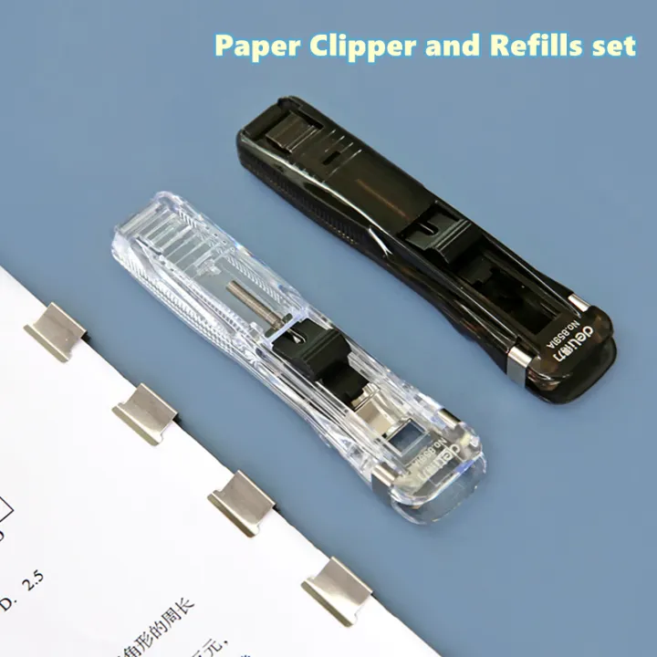 Paper Clipper And Refills Set Reusable Mini Binder No Hole Binding Clips For Max 40pages File Index Work School A6679
