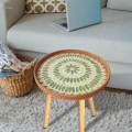 End Table Bedside Table Rattan Side Table for Balcony Room Green Grape 40cm. 