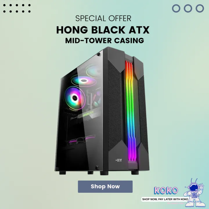 HONG BLACK MID TOWER RGB CASING | Gaming RGB Desktop Casing | Daraz.lk