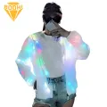 Led Lighted Hoodie Led Light-up Hooded Jacket for Party Concert Colorful Glow Coat with Pockets Glow Jacket. 