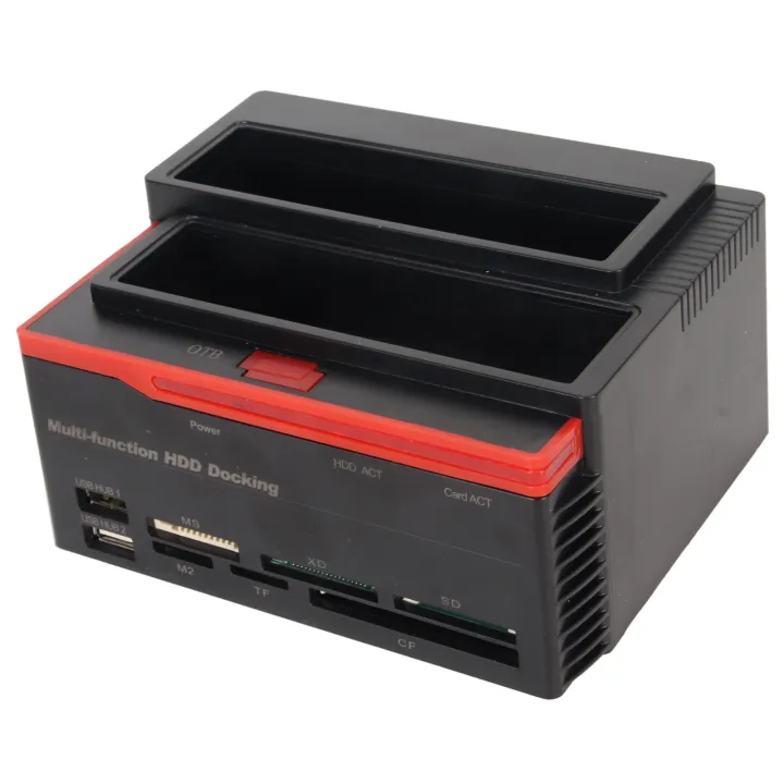HDD Docking Station Dual Bay 480Mbps USB2.0 to SATA IDE Clone Function Hard Drive Reader for 2.5/3.5in 8TB SSD 100‑240V UK Plug