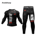 Anedshaop New Jiu Jitsu Rashguard MMA T-shirt +Pants For Men 4PCS/Set Brazilian Profesional Grappling Bjj Boxing Rash Guard Sport Clothing Gym Shorts. 