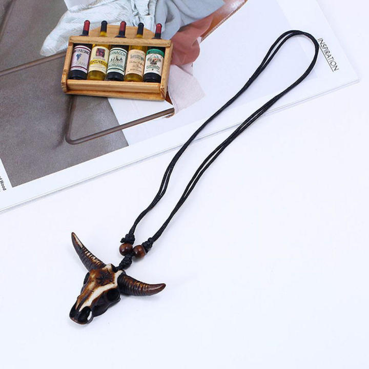 Intricate%20design%20Bull%20skull%20pendant%20necklace%20Unique%20Adjustable%20size%20Handcrafted%20Leather%20jewelry%20%20leather%20Ethnic%20pendant%20for%20Casual%20wear%20Hipster%20fashion%20Festival%20accessory%20Gift%20for%20men%20Western-themed%20-%20Image%204