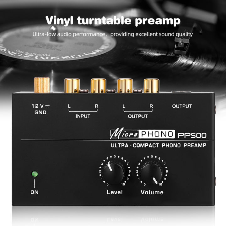 Preamplifier%20Phono%20Preamp%20Ultra-Compact%20Audio%20Amplifier%20With%20Level%20Volume%20Control%20Turntable%20Input%20Rca%20Output%201/4''%20Trs%20Output%20-%20Image%203
