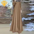 Modest Dress Vintage Dot Print Maxi Dress with A-line Silhouette Long Sleeves for Women Floor Length Abaya Robe Abaya Dress. 