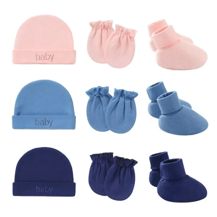 Autumn%205Pcs%20Set%20Newborn%20Baby%20Cotton%20Warm%20Beanie%20Hat%20and%20Mittens%20Set%20Solid%20Candy%20Color%20Stretchy%20Infant%20Warm%20Cap%20Gloves%20Foot%20cover%20-%20Image%203