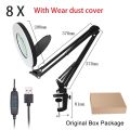 magnifying glass NEW 200MM Diam 120 LED 8X Magnifying Glass for Reading Soldering station phone with LED light stand Illuminated magnifierInspection Tools. 