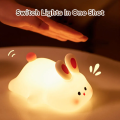 Cute Rabbit Silicone Pat Lamp Soft Light Touch Sensor Bedside Night Light Childern Kid Sleep Accompany Light for Decor Gift. 