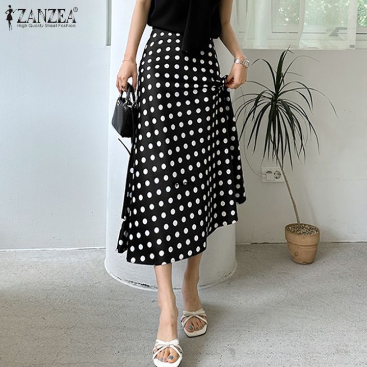 (%20)%20ZANZEA%20Korean%20Style%20Women's%20Skirts%20Office%20OL%20Elegant%20High%20Waist%20Polka%20Dots%20Midi%20Fishtail%20Overskirts%20-%20Image%204