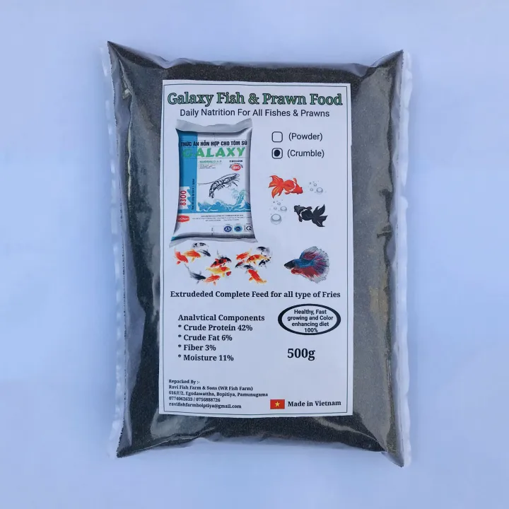 Galaxy Fish & Prawn Food Crumble 500g Daily Natrition For All Fishes & Prawns