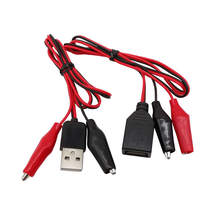 1pair 2 Dual Alligator Crocodile Clips To Usb Male Female Tester Dc Voltage Meter Ammeter Power Meter