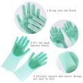 Reusable Heat Gloves Glove Scrubber Resistant Household Cooking Dish Kitchen Washing Cleaning Tool Silicone 1Pair. 