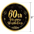 60th Birthday Party Disposable Tableware Set Black Gold Paper Plates Cups Wedding Dinnerware Baby Shower Party Decorations. 
