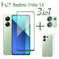 3 in1 Redmi Note 13 Pro 4G 5G Full Cover Tempered Glass For Redmi Note 13 4G 5G Screen Protector Camera Lens Film And Back Film. 