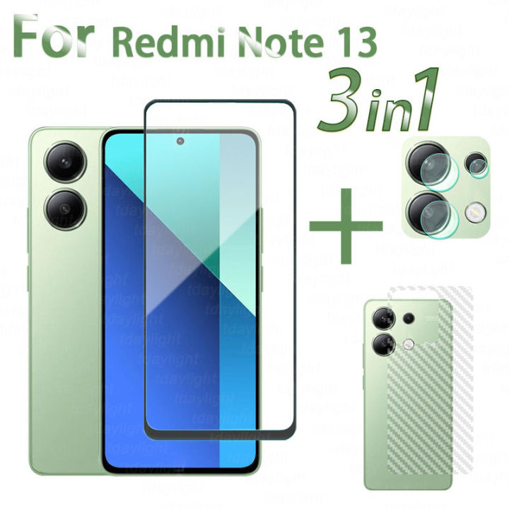 3 in1 Redmi Note 13 Pro 4G 5G Full Cover Tempered Glass For Redmi Note 13 4G 5G Screen Protector Camera Lens Film And Back Film