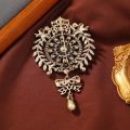 Exaggerated Vintage Women Luxury Baroque Pendant Rhinestone Large Brooches Pins Retro Middle Style Lady Party Banquet Badges Pin. 