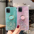 Casinglee for OPPO A54 case Shiny Ring Glitter Soft Transparent Holder Stand Back cover with String for OPPO A54 Phone cases cover Stars Moon Girls. 