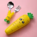 Cartoon spoon Baby rice spoon cute short spoon Fork Child cutlery set Stainless steel baby learn to eat cutlery Baby plate set. 