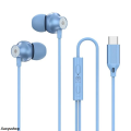 Yuxin shopFashion 2023 New In-Ear Wired Earphones 3.5mm Round Mouth Type-C Flat Mouth Earphones Metal Heavy Bass Earbuds Blue/Pink/White/Black. 
