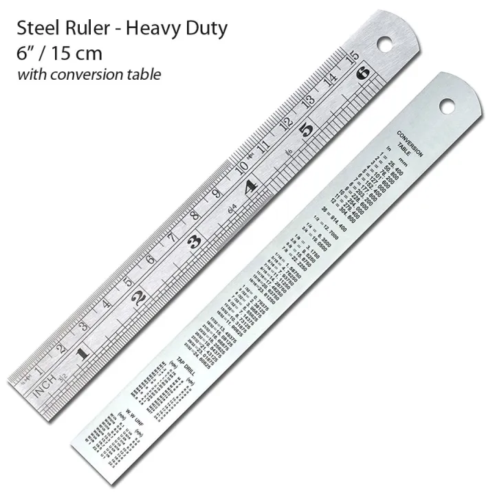 Steel Measuring Ruler - Heavy Duty Stainless Steel - 6 in - 150mm ...
