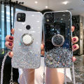 Casinglee for Redmi 9C case Shiny Ring Glitter Soft Transparent Holder Stand Back cover with String for Xiaomi Redmi 9C Phone cases cover Stars Moon Girls. 
