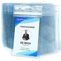 Vertical Transparent Id Badge Holders,PVC Card Holder,Sealable Waterproof Zip Type Plastic Protector Holder,2.83x4.6 Inch Business Id Card Holder. 