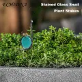 Teal Snail Yard Art Handcrafted Stained Glass Teal Snail Garden Stake Weatherproof Plant Decor for Indoor Outdoor Use Favorite Stained Glass Snail Plant Stakes. 