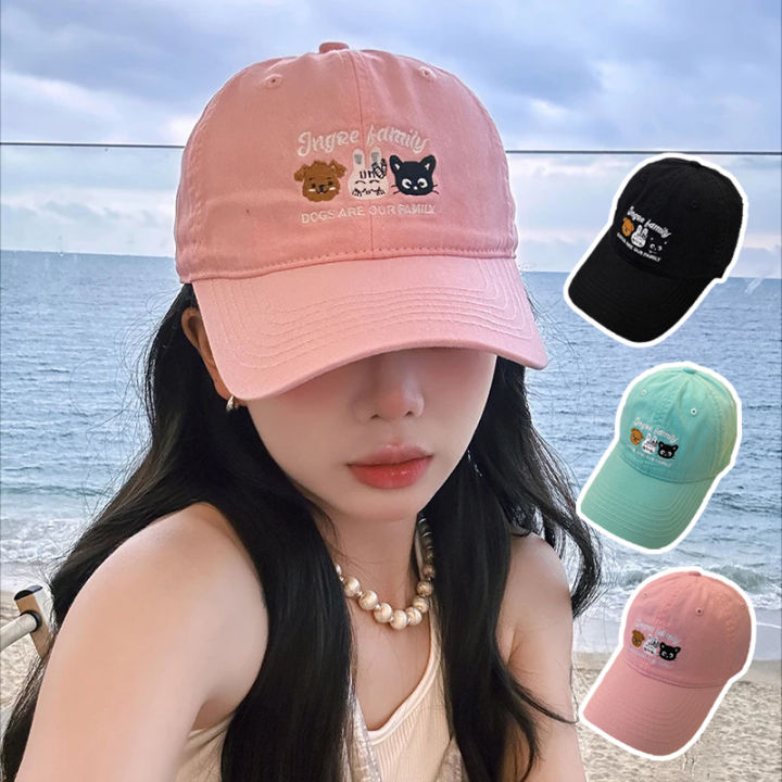 Cute Animals Embroidery Baseball Cap For Women Soft Cotton