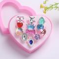 12PCS Fashion Resin Cartoon Rings Children Rings For Girls Ring Set Finger Jewelry Display Kids Gift F6R3. 