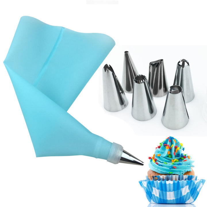 8Pcs/Set%20Silicone%20DIY%20Cake%20Decoration%20Accessories%20Icing%20Piping%20Cream%20Pastry%20Bag%206%20Stainless%20Steel%20Nozzle%20Set%20-%20Image%203