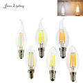 【BestGO】Dimmable E14 6W 4W 2W 220V Edison COB Filament Retro LED Light Candle/Flame Bulb Lamp Chandelier Cool Warm White. 