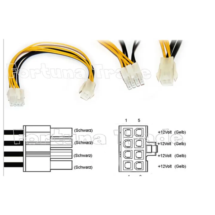【VogueVenture】CPU Power Cable Male 4 Pin P4 to Female 8 Pin ATX EPS PC ...