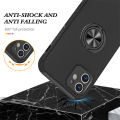 【ThinkWay】Double Layer Hard Strap 360 Degree Ring Bracket Silicone Bumper Shockproof Shell Magnetic Car Mount Cover For iphone12 Pro (fine hole) & iphone12 Pro Max (fine hole). 