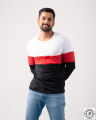 Long Sleeve T Shirt White,Red & Black -03 Tone Full Sleeve Men's T Shirt New Style Material 190GSM.. 