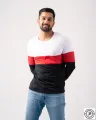 Long Sleeve T Shirt White,Red & Black -03 Tone Full Sleeve Men's T Shirt New Style Material 190GSM.. 